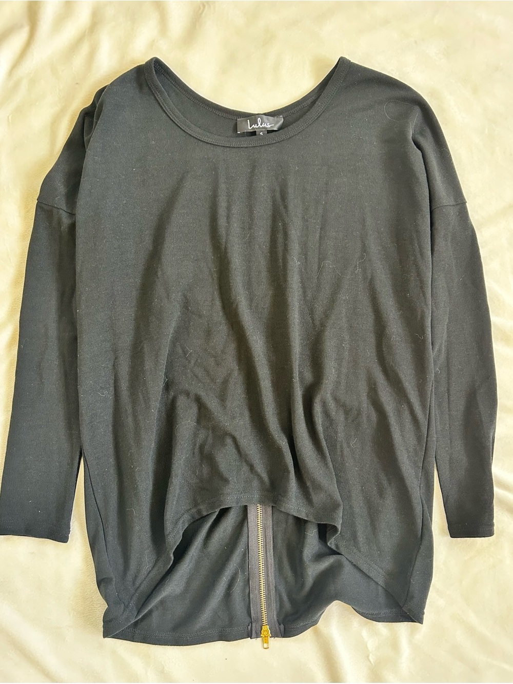 Lulus Black Long Sleeve Top with Back Zipper